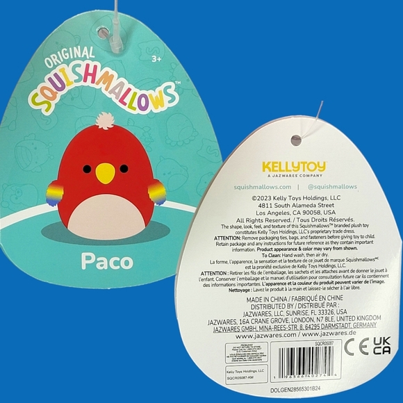 🆕️ PACO 7 Inch Red Parrot  Squishmallows Plush Toy - Picture 4 of 7
